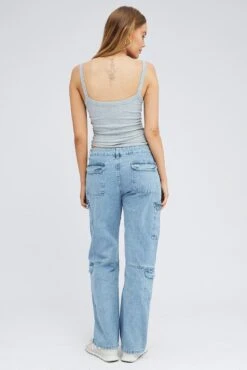 Denim Cargo Jeans Straight Out Pocket -FabWear Shop dl1521 84rb light wash 5