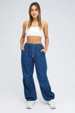 Denim Parachute Denim Jean Elastic Waist 8 Denim Parachute Denim Jean Elastic Waist -FabWear Shop dl1529 34rb dark wash 3