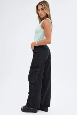 Black Cargo Jeans Multi Pocket -FabWear Shop dl1531 20rb wash black 4