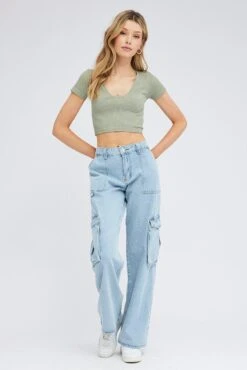 Denim Cargo Jean Multi Pocket -FabWear Shop dl1535 84rb light wash 3