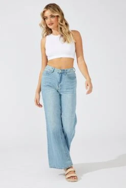 Denim Relaxed Wide Leg Jeans 8 Denim Relaxed Wide Leg Jeans -FabWear Shop dl1643 33r light wash 3
