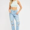 Denim Mom Jean High Rise Ripped