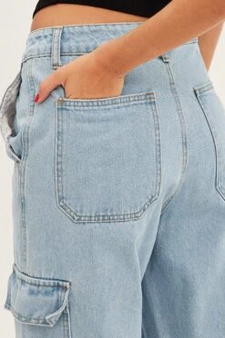 Blue Cargo Denim Jeans High Rise -FabWear Shop dl1844 33jb denim blue 6