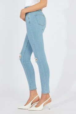 Denim Skinny Jeans Ripped -FabWear Shop dl1873 33rb mid wash 4