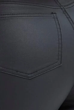 Black Flare Denim Jeans Coated High Rise -FabWear Shop dl1882a 33jb black 6