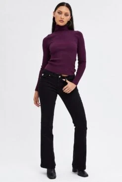 Black Flare Denim Jeans Low Rise -FabWear Shop dl1953a 20j black 3