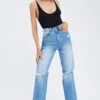 Blue Wide Leg Denim Jeans High Rise