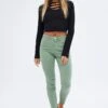 Green Skinny Denim Jeans Mid Rise