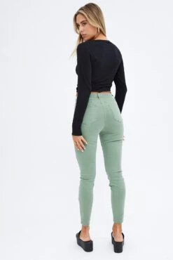 Green Skinny Denim Jeans Mid Rise -FabWear Shop dl2030 81jb khaki 5