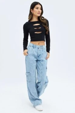 Denim Cargo Denim Jeans Mid Rise -FabWear Shop dl2099 28j light wash 3