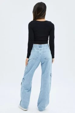 Denim Cargo Denim Jeans Mid Rise -FabWear Shop dl2099 28j light wash 5