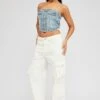 White Cargo Jean High Rise Multi Pocket