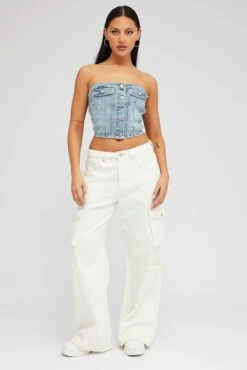 White Cargo Jean High Rise Multi Pocket 8 White Cargo Jean High Rise Multi Pocket -FabWear Shop dlc1690 20r cream 3