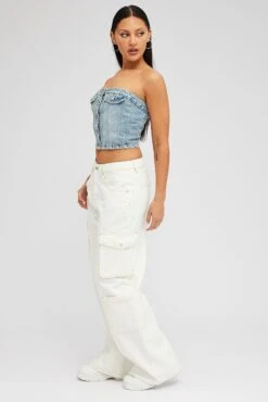 White Cargo Jean High Rise Multi Pocket 9 White Cargo Jean High Rise Multi Pocket -FabWear Shop dlc1690 20r cream 4