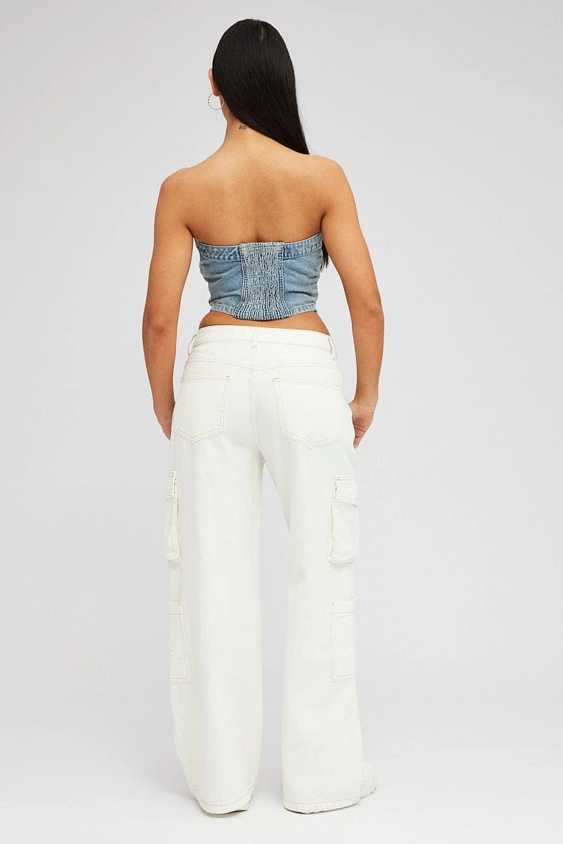 White Cargo Jean High Rise Multi Pocket 5 White Cargo Jean High Rise Multi Pocket - Image 5