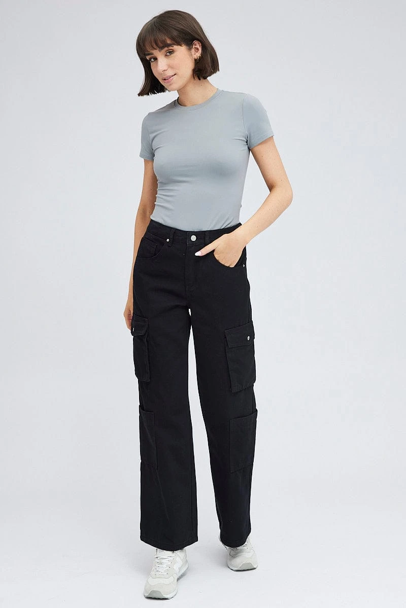 Black Cargo Jean High Rise Multi Pocket 3 Black Cargo Jean High Rise Multi Pocket - Image 3