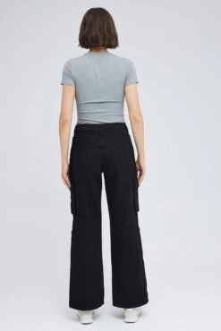 Black Cargo Jean High Rise Multi Pocket 10 Black Cargo Jean High Rise Multi Pocket -FabWear Shop dlc1690a 20rb black 5