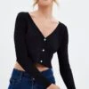 Black Knit Cardigan Long Sleeve