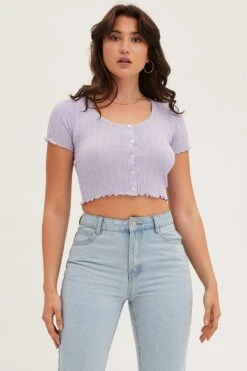 Purple Knit Cardigan Short Sleeve Crop Round Neck -FabWear Shop fitted cardigan purple knit cardigan short sleeve crop round neck 32966378324161