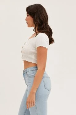 White Knit Cardigan Short Sleeve Crop Round Neck -FabWear Shop fitted cardigan white knit cardigan short sleeve crop round neck 32966377734337