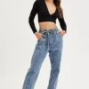 Blue High Rise Balloon Fit Denim Jeans