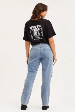 Blue Unisex Boyfriend Denim Jeans Mid Rise -FabWear Shop hw boyfriend jean blue unisex boyfriend denim jeans mid rise 32967569342657