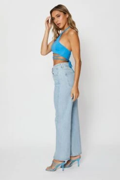 Blue Slip Jeans High Rise Denim -FabWear Shop hw flare jean blue slip jeans high rise denim 32967338164417