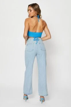 Blue Slip Jeans High Rise Denim -FabWear Shop hw flare jean blue slip jeans high rise denim 32967338197185