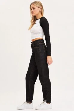 Black Mom Jeans High Rise -FabWear Shop hw straight leg jean black mom jeans high rise 32965623644353