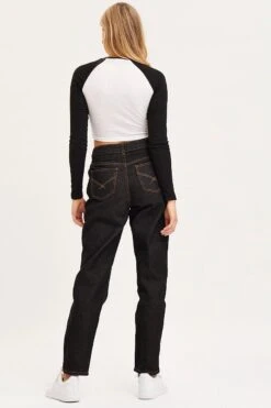 Black Mom Jeans High Rise -FabWear Shop hw straight leg jean black mom jeans high rise 32965623677121