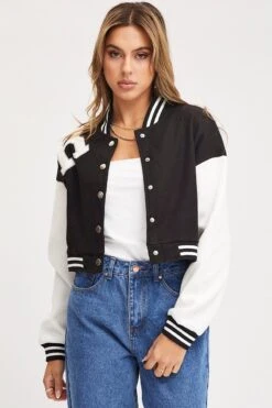 Black Graphic Jacket Long Sleeve Oversized