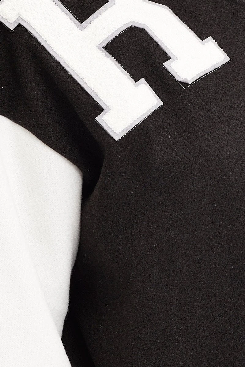 Black Graphic Jacket Long Sleeve Oversized 6 Black Graphic Jacket Long Sleeve Oversized - Image 6