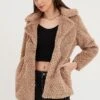 Brown Faux Fur Jacket Long Sleeve