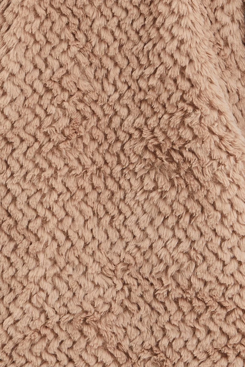 Brown Faux Fur Jacket Long Sleeve 6 Brown Faux Fur Jacket Long Sleeve - Image 6