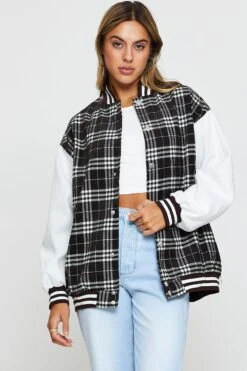 Check Oversized Jacket Long Sleeve