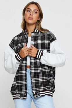 Check Oversized Jacket Long Sleeve -FabWear Shop jacket check oversized jacket long sleeve 32966598000833