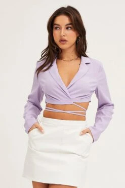 Purple Crop Jacket Long Sleeve -FabWear Shop jacket purple crop jacket long sleeve 32966641254593
