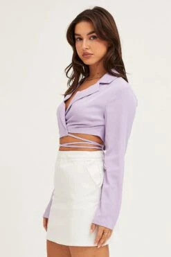 Purple Crop Jacket Long Sleeve -FabWear Shop jacket purple crop jacket long sleeve 32966641287361