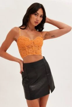 Orange Floral Lace Corset Top -FabWear Shop jc0003 84f6 orange 3