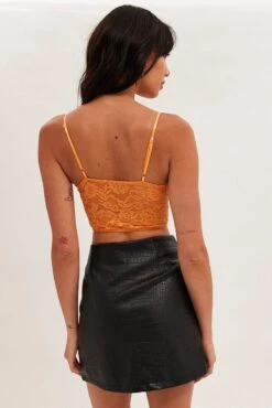 Orange Floral Lace Corset Top -FabWear Shop jc0003 84f6 orange 5