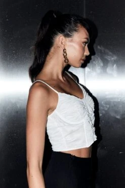 White Corset Top Sleeveless Sweetheart Mesh Crop -FabWear Shop jc1121 47w white 4