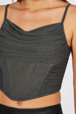 Grey Corset Top Crop -FabWear Shop jc1173 47wk charcoal 6