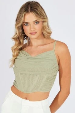 Green Corset Top Crop -FabWear Shop jc1173 47wk khaki 3