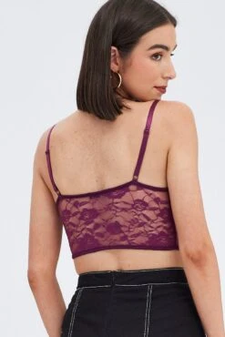 Purple Corset Top Sleeveless Sweetheart Crop Garter Lace -FabWear Shop jc1274 47w plum 5
