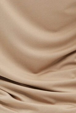 Beige Long Sleeve Shirt Collared Side Ruched -FabWear Shop jc1284 47w camel 6