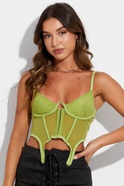 Green Garter Corset Singlet Crop -FabWear Shop jc1298 47wb lime 3