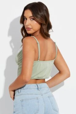 Green Corset Singlet Sleeveless Sweetheart Neck -FabWear Shop jc1312 84w khaki 5