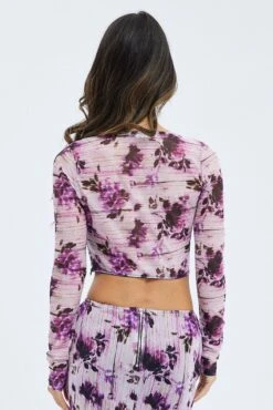 Purple Floral Corset Top Long Sleeve Crop 10 Purple Floral Corset Top Long Sleeve Crop -FabWear Shop jc1424aax 36w floral 5