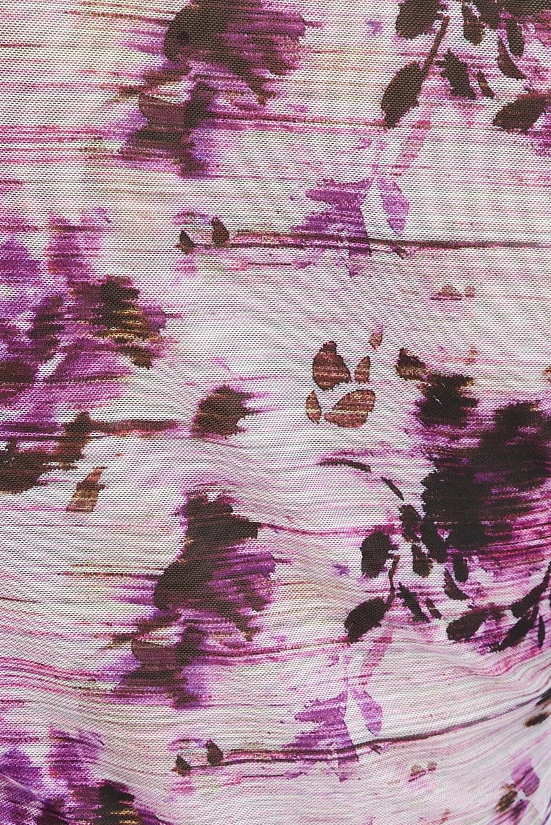 Purple Floral Corset Top Long Sleeve Crop 6 Purple Floral Corset Top Long Sleeve Crop - Image 6