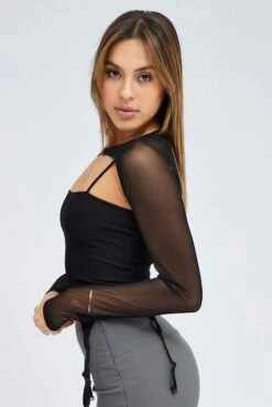 Black Garter Corset Shrug Long Sleeve Mesh 9 Black Garter Corset Shrug Long Sleeve Mesh -FabWear Shop jc1601a 47wb black 4